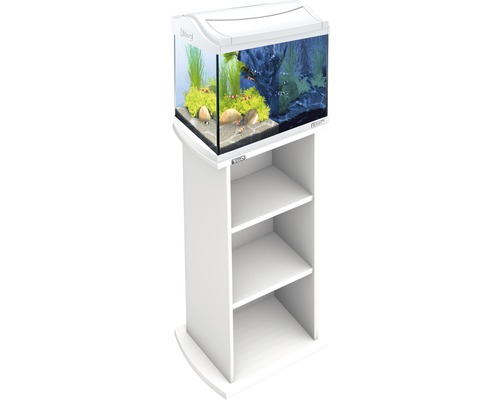 Aquarium auf Aquariumunterschrank mit Regalfächern