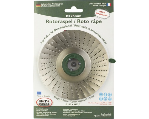 Rotoraspel mit 125 mm Durchmesser für Holz und Weichmaterial