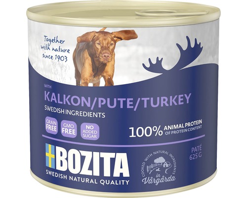 Bozita Hundefutter mit Truthahn, schwedische Zutaten, 625 Gramm Dose