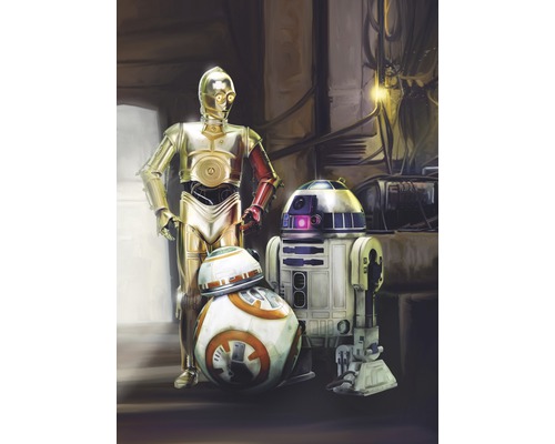 Fototapete Papier 4-447 Disney Edition 4 Star Wars 3 Droids 4-tlg. 184 x 254 cm Illustration von C-3PO, R2-D2 und BB-8 Droiden