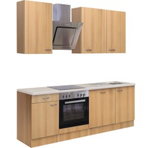 Flex Well Küchenzeile mit Geräten Nano 220 cm Frontfarbe buche matt Korpusfarbe buche zerlegt-thumb-4