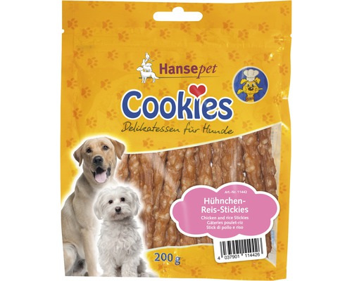Hundefutter trocken Cookies Hühner Reis Sticks 200 g