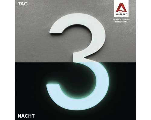 Hausnummer 3 Nachtleuchtend glow in the Dark selbstleuchtend