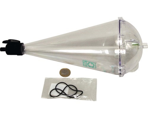 JBL Planktonreaktor mit Dichtungsringen und einer Ein-Euro-Münze