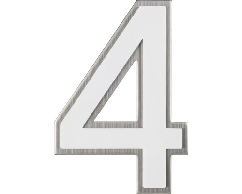 Hausnummer 4 Edelstahl/Nachtleuchtend glow in the Dark selbstleuchtend Hausnummer 4 aus Metall