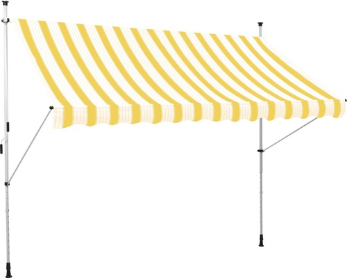 Klemmmarkise (Balkonmarkise) 3x1,5 Stoff gestreift gelb/weiß Gestell RAL 9003 signalweiß (Bausatz)-0