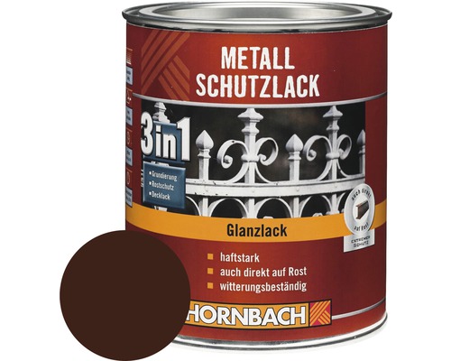 HORNBACH Metallschutzlack 3in1 glänzend braun 2,5 l Metallschutzlack 3 in 1, Glanzlack, geeignet als Grundierung, Rostschutz und Decklack
