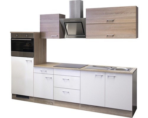 Moderne Küche mit Elektrogeräten, Spüle und Dunstabzugshaube