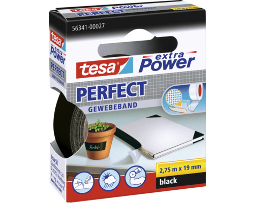 tesa extra Power Perfect Gewebeband schwarz 2,75m x 19mm