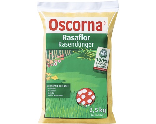 Rasendünger Oscorna Rasaflor organischer Dünger 2,5 kg 50 m² Oscorna Rasaflor Rasendünger im 2,5 Kilogramm Sack