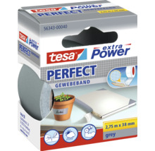 Tesa Perfect Power Gewebeband, 2,75 Meter x 38 Millimeter, grau
