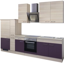 Flex Well Küchenzeile mit Geräten Focus 300 cm Frontfarbe akazie aubergine matt Korpusfarbe akazie zerlegt-thumb-4