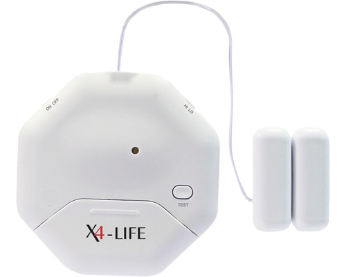 Glasbruchalarm + Öffnungsalarm weiß mit Testknopf Batteriebetrieb X4-Life