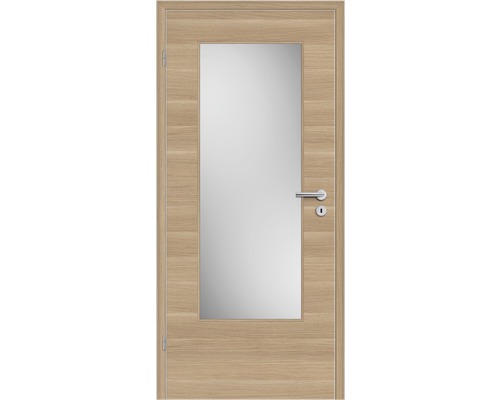 Holztür mit Glaseinsatz und Beschlägen