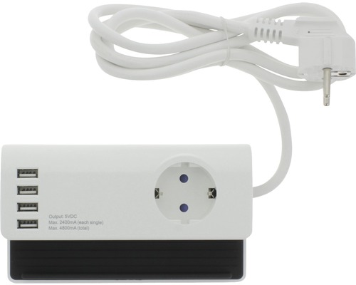 Steckdosenleiste mit USB Anschlüssen und Schutzkontaktstecker