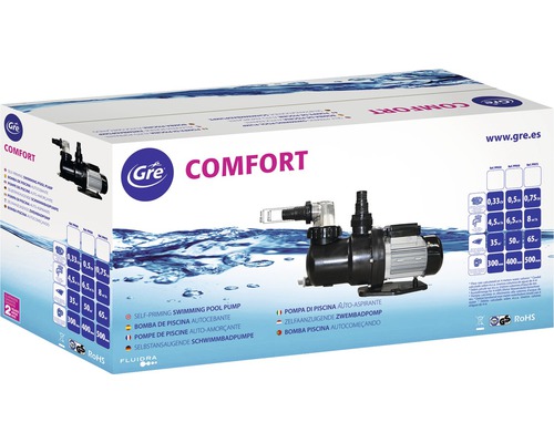 Verpackung einer selbstansaugenden Schwimmbadpumpe Comfort von Gre