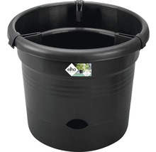 Schwarzer Pflanzkübel aus Kunststoff mit Wasserablauf