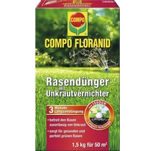 COMPO Floranid Rasendünger mit Unkrautvernichter, Packung mit 1,5 Kilogramm für 50 Quadratmeter