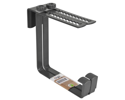 Einstellbare Halterung zur Befestigung von Blumenkästen am Balkongeländer