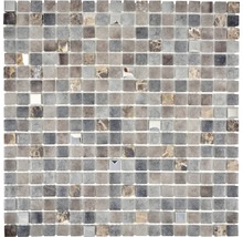 Mosaikfliese mit quadratischen Steinen aus Glas und Naturstein