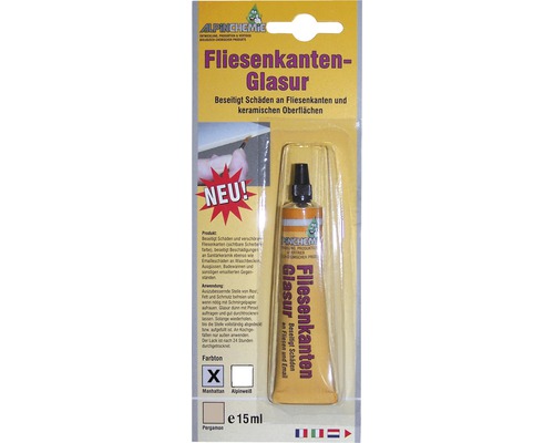 Fliesenkantenglasur AlpinChemie Manhattan 15 ml Alpin Chemie Fliesenkantenglasur zur Reparatur von Fliesenkanten und Keramikoberflächen