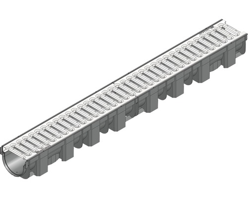 Hauraton TOP mm x Kunststoffrinne aus PP mit Klemm Stegrost verzinkt 1000 mm x 119 mm x 89 mm