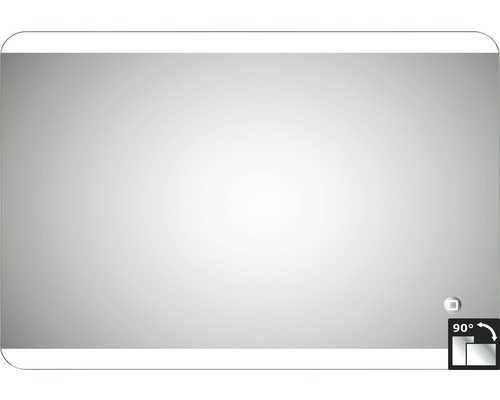 LED Badspiegel Silver Glacier 50 x 70 cm IP 24 (spritzwassergeschützt) Rechteckiger Spiegel mit abgerundeten Ecken