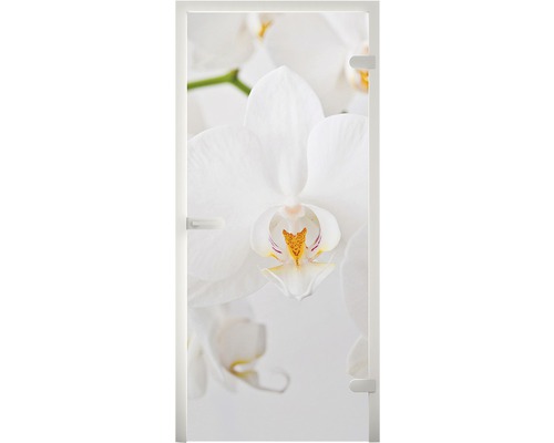 Glastür mit Orchideen Motiv