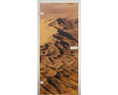 Glastür mit Wüstenmotiv