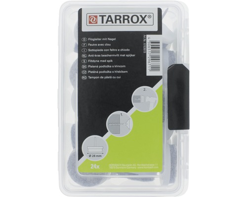 Tarrox Filzgleiter mit Nagel, 28 Millimeter Durchmesser, 24 Stück
