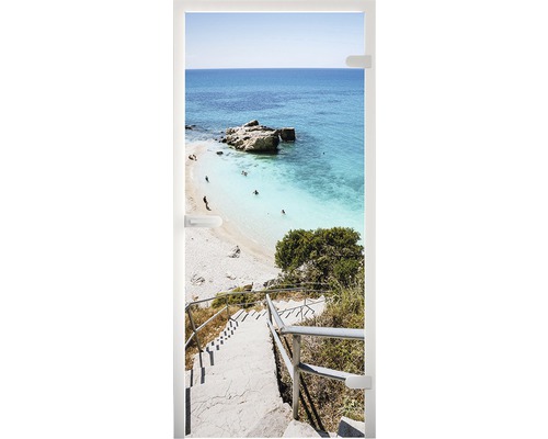 Rollo mit Strandmotiv, Treppe zum Meer