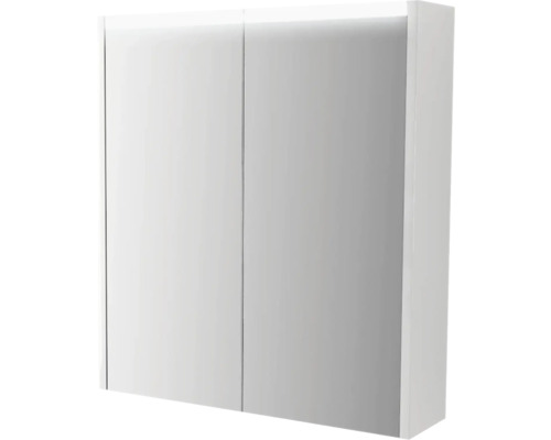 Spiegelschrank LED 67x60x15 cm IP 44 (fremdkörper- und spritzwassergeschützt) Weißer Spiegelschrank mit zwei Türen für das Badezimmer