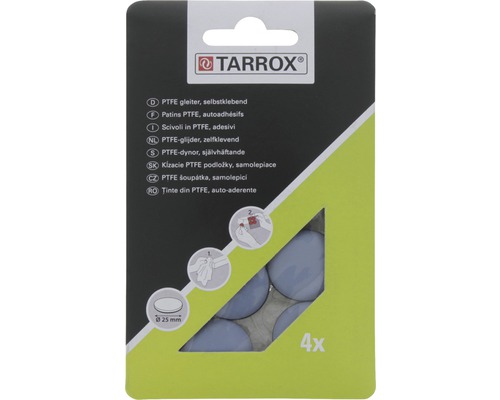 Tarrox PTFE Gleiter, selbstklebend, 25 mm Durchmesser, Viererpack