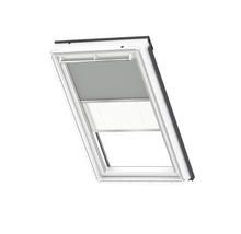 VELUX Vorteils-Set Verdunkelungsrollo uni grau und Faltstore Plissee weiß manuell Rahmen aluminium DFD M08 0705S