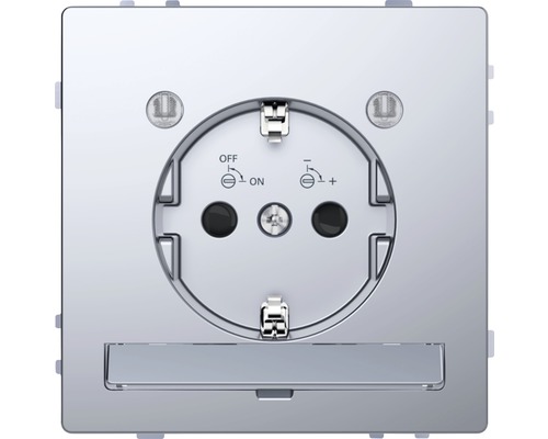 Merten MEG2304-6036 Steckdose mit LED Beleuchtungs-Modul D-Life edelstahl lackiert Steckdose mit Klappdeckel