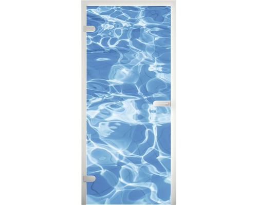Glastür mit Wassermotiv für Badezimmer