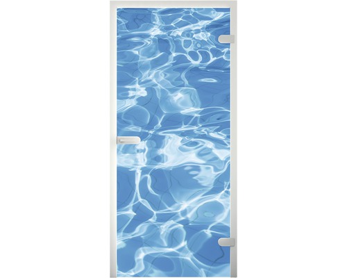 Glastür mit Wassermuster