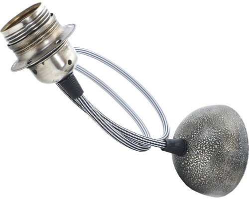 Lampe mit Fassung, Textilkabel und Deckenhalterung