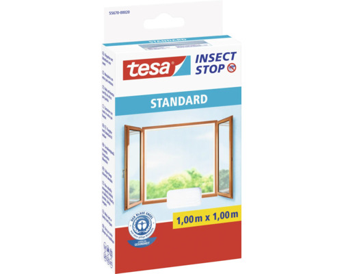 Fliegengitter für Fenster tesa Insect Stop Standard ohne Bohren weiss 100x100 cm-0