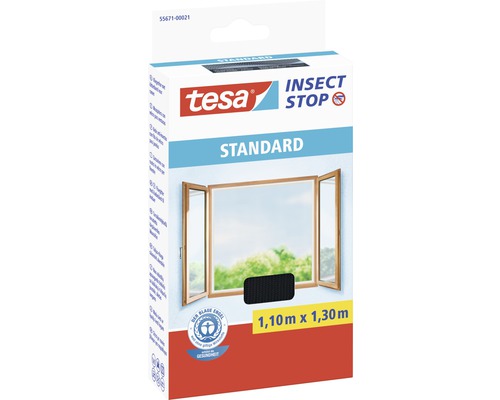 Fliegengitter für Fenster tesa Insect Stop Standard ohne Bohren anthrazit 110x130 cm