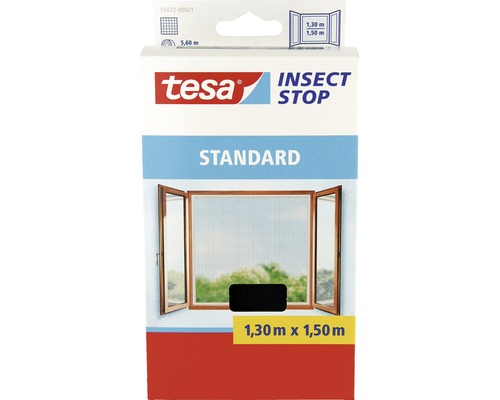Fliegengitter für Fenster tesa Insect Stop Standard ohne Bohren anthrazit 130x150 cm