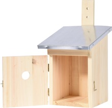 Offener Nistkasten aus Holz mit Metalldach