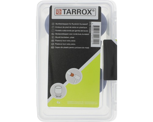 Tarrox Stuhlbeinkappen aus Kunststoff für Rundrohre, 28 mm, Viererpackung