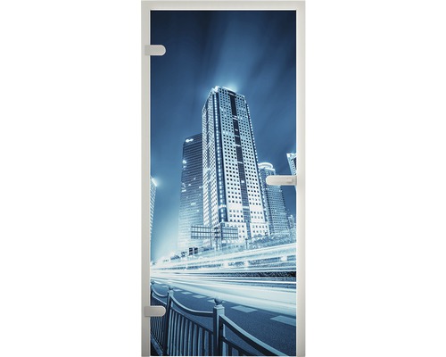 Zimmertür mit Skyline-Motiv, urbanes Design