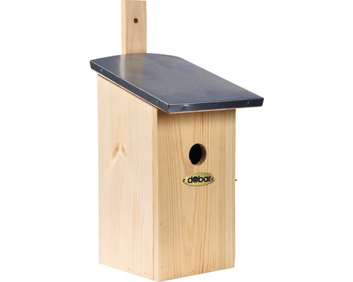 Vogelhaus aus Holz mit Metalldach