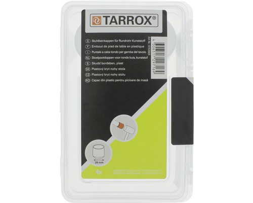 Tarrox Stuhlbeinkappen für Rundrohre aus Kunststoff, 28 Millimeter, 4 Stück