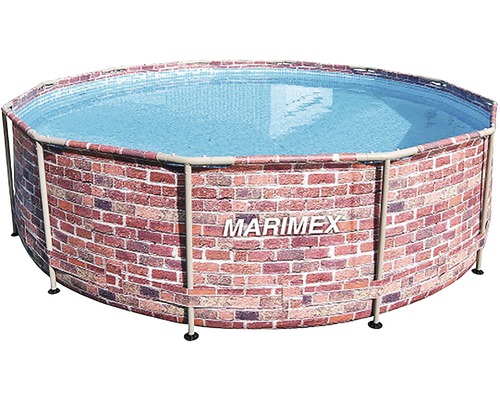 Aufstellpool Framepool Marimex Florida rund Ø 366x99 cm ohne Zubehör Ziegeloptik Marimex Frame Pool mit Backsteinmuster