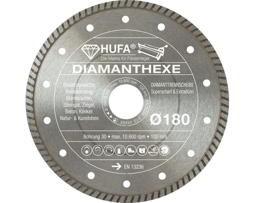 Diamanttrennscheibe Hufa Ø 180 x 25,4/22,2 mm