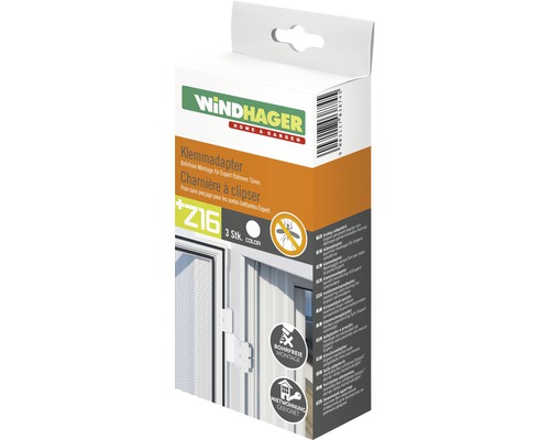 Insektenschutz Windhager Klemmadapter für Rahmentüren weiß 3 Stück