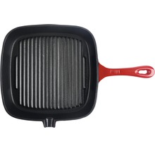 Quadratische Grillpfanne aus Gusseisen mit Griff